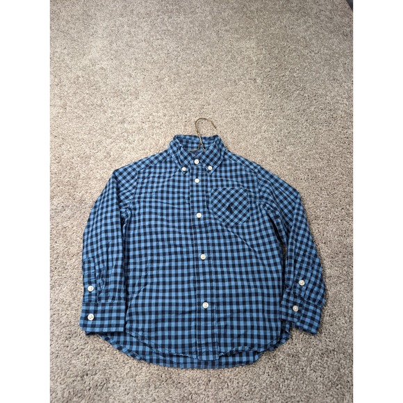 Ralph Lauren Other - Ralph Lauren Boys Blue Gingham‎ Check Button Down Shirt Long Sleeve 3T Pocket